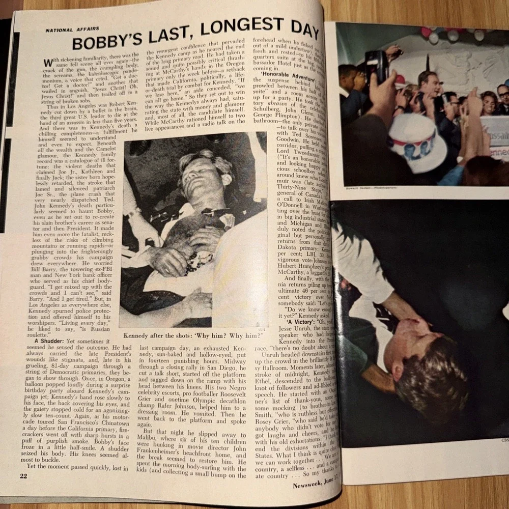 Newsweek Magazine ROBERT F. KENNEDY Death (June 17, 1968)VG Condition Pre-Owned